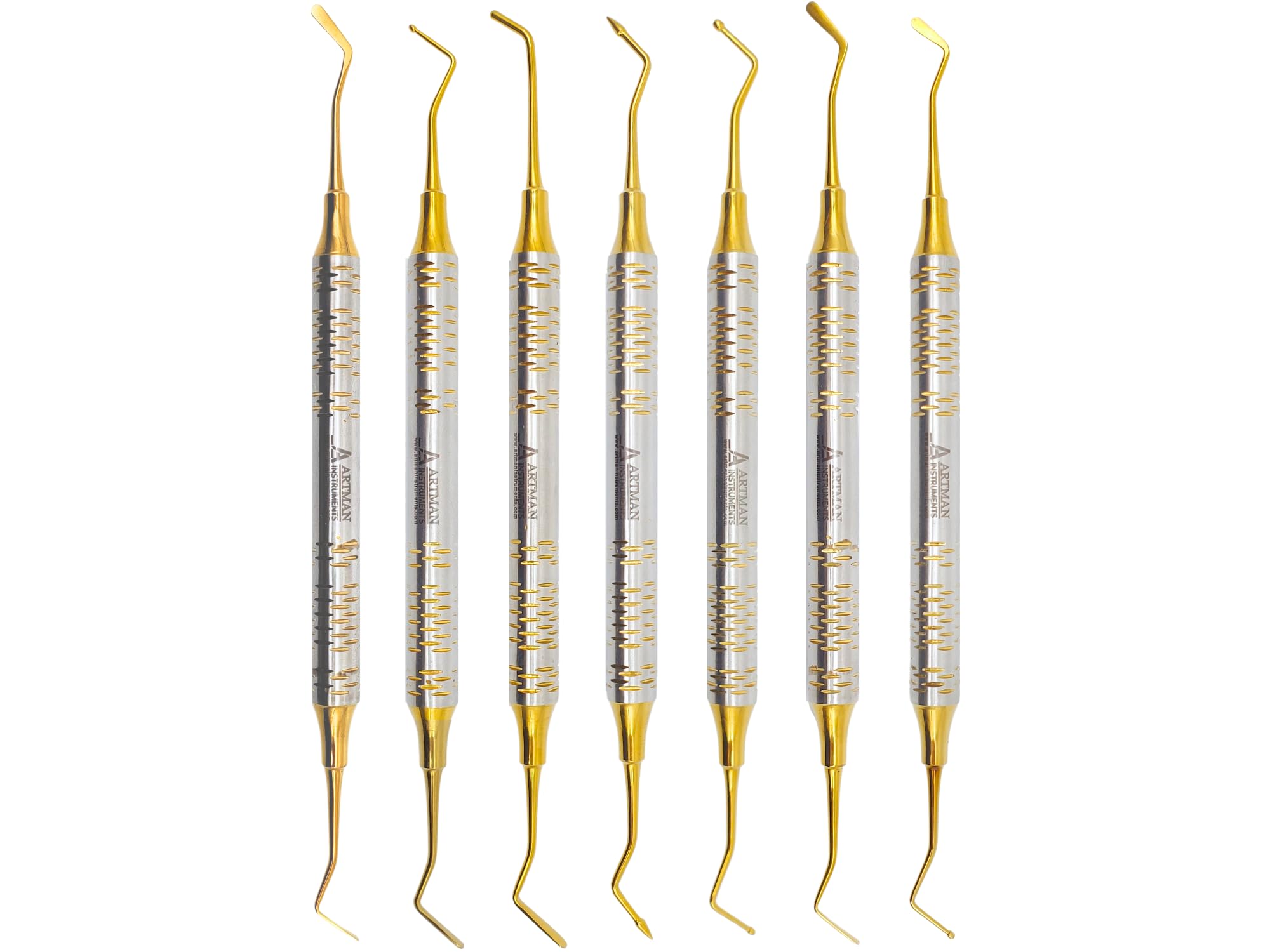 711-R3r3Z6L.jpg Dental Filling Kit - 7 Pcs Golden Stainless Steel Set - Image 1