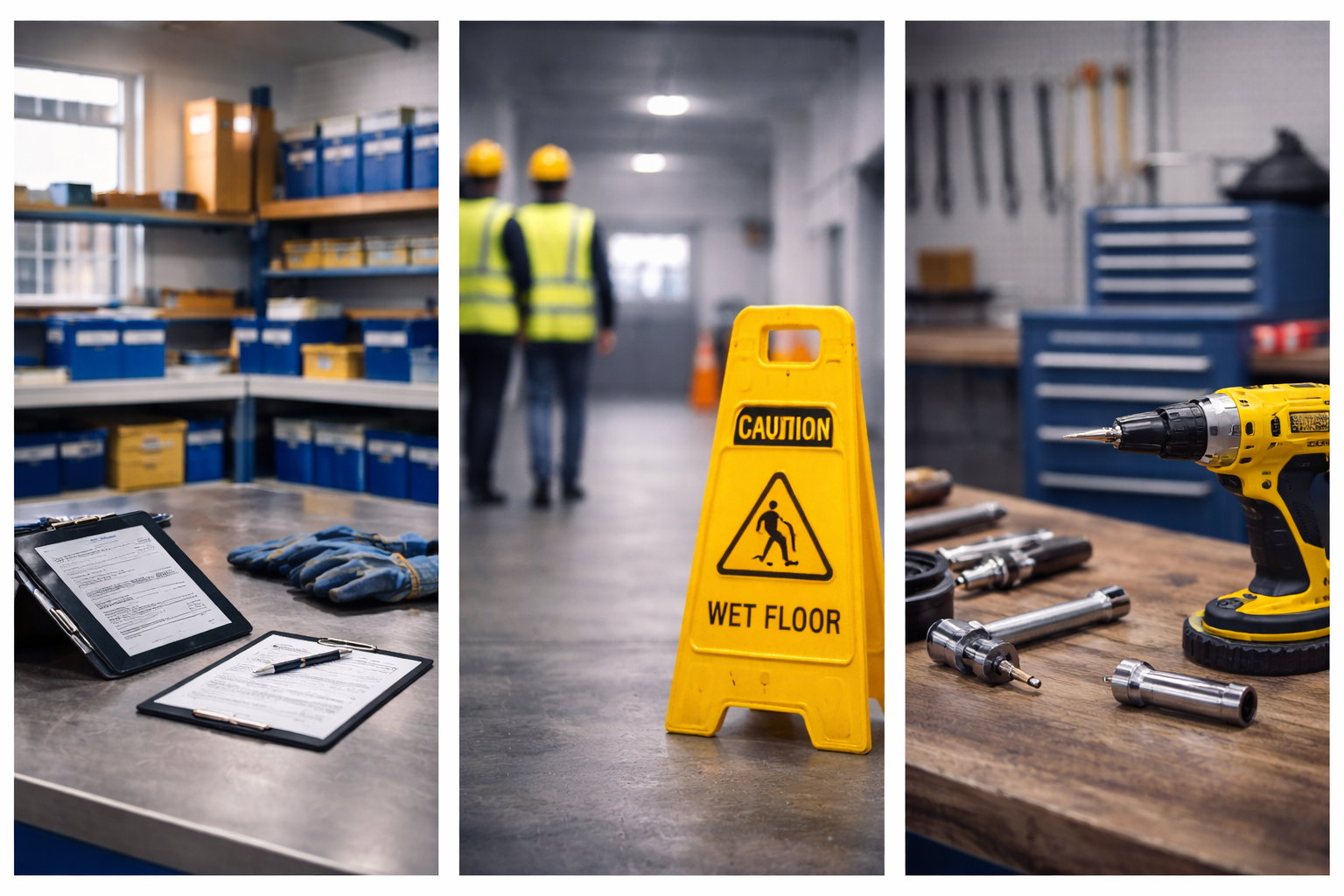 Industrial workshop with organized tool storage